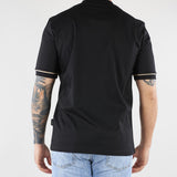 T-shirt Nero in cotone mercerizzato con profilo maniche a contrasto XM4292 99 YES LONDON 