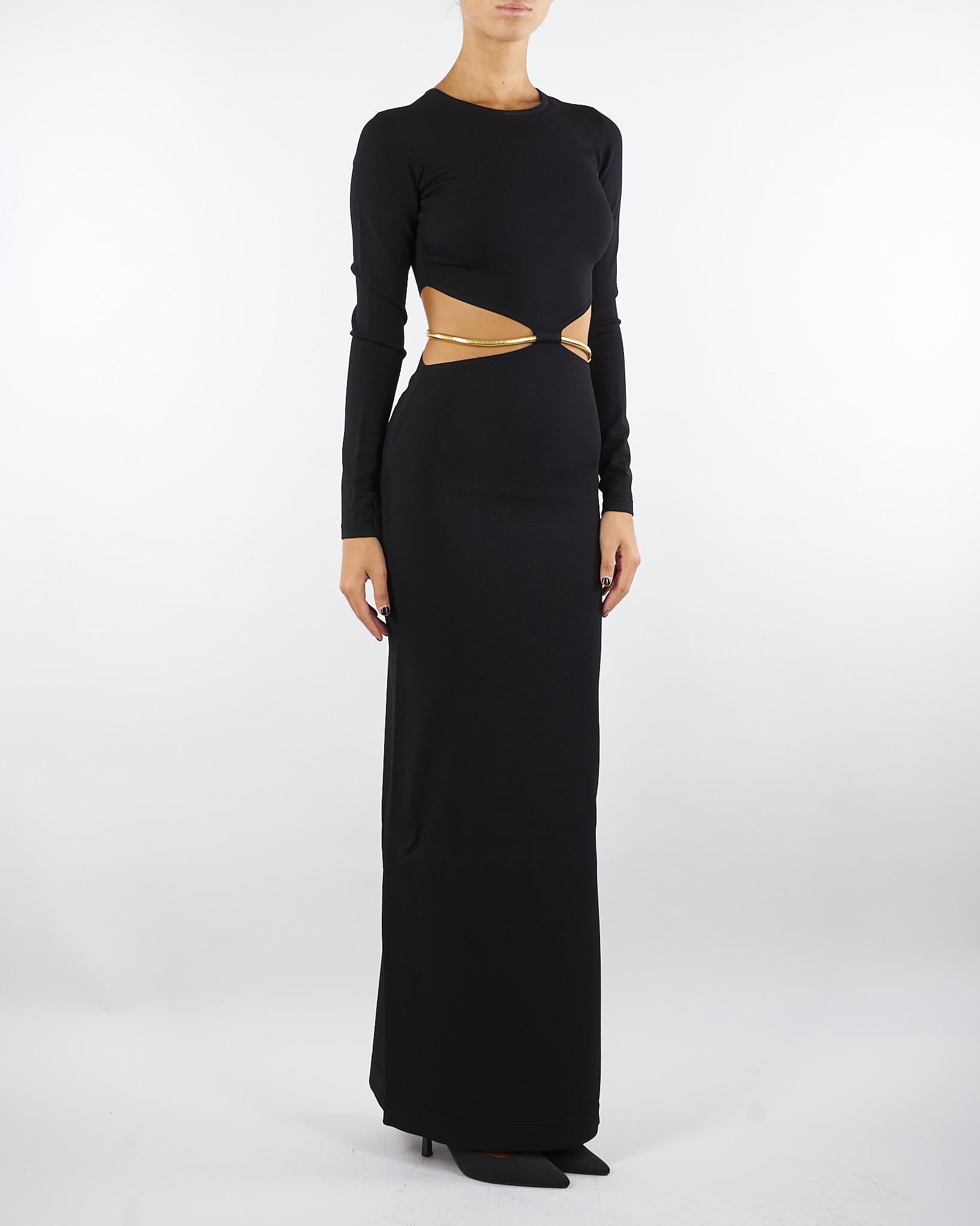 Abito Nero Red Carpet in maglia con snake gioiello AM24S56E2 110 ELISABETTA FRANCHI 