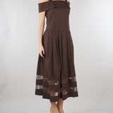 Abito midi Marrone in cotone e pizzo RA6154T544A 90913 BLUGIRL 