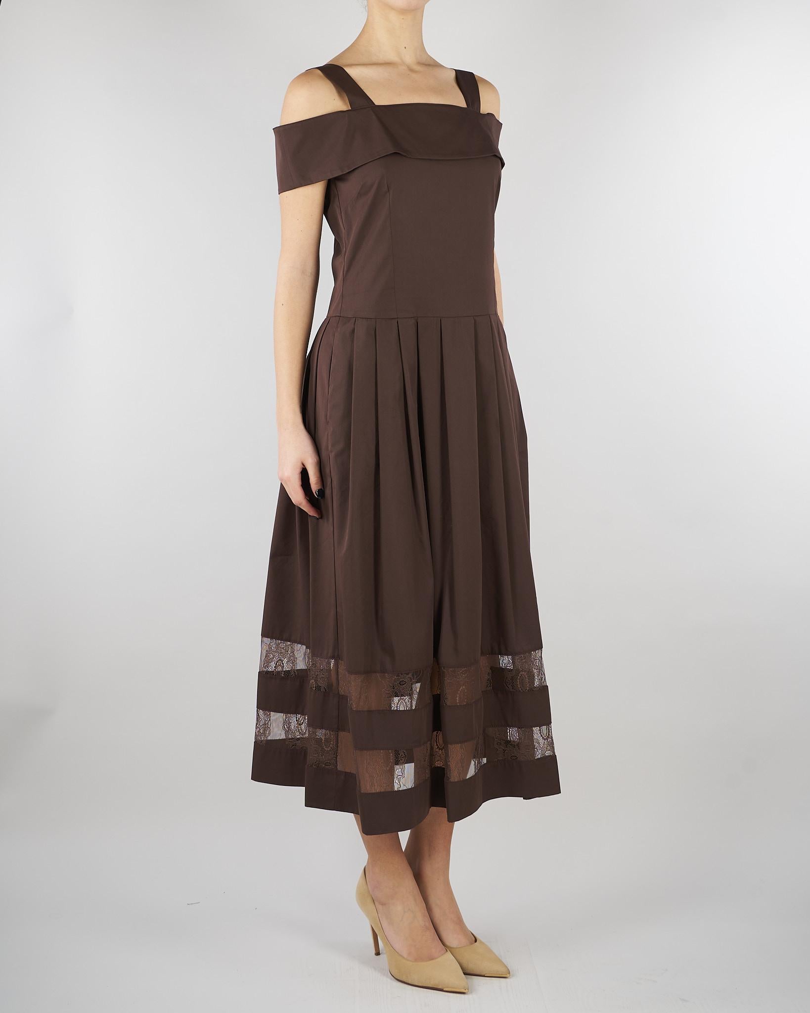 Abito midi Marrone in cotone e pizzo RA6154T544A 90913 BLUGIRL 