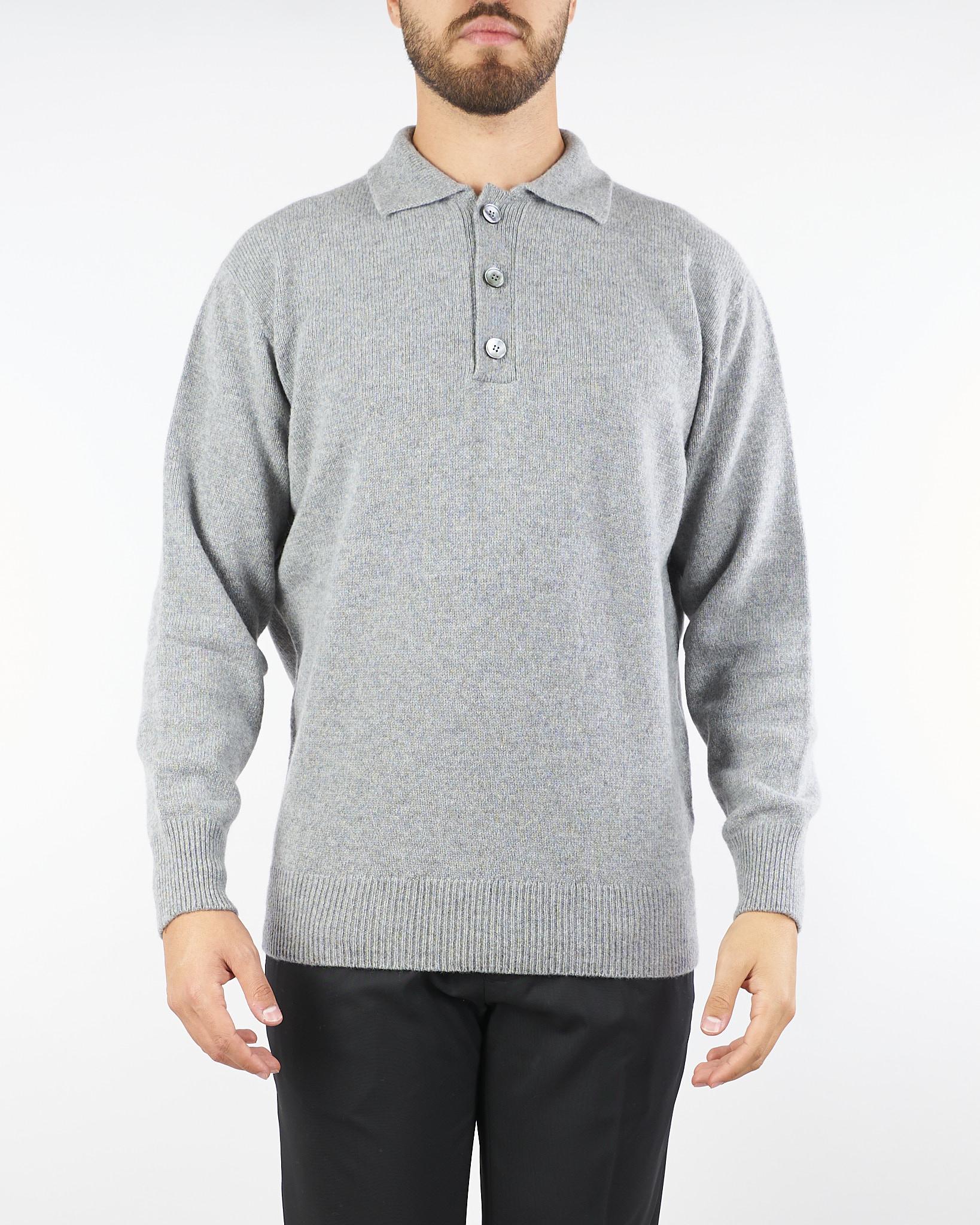 Maglia Polo Grigio in pura lana e cashmere B9F0102 93M AMARANTO 