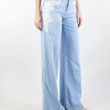 Pantaloni in denim con ricamo