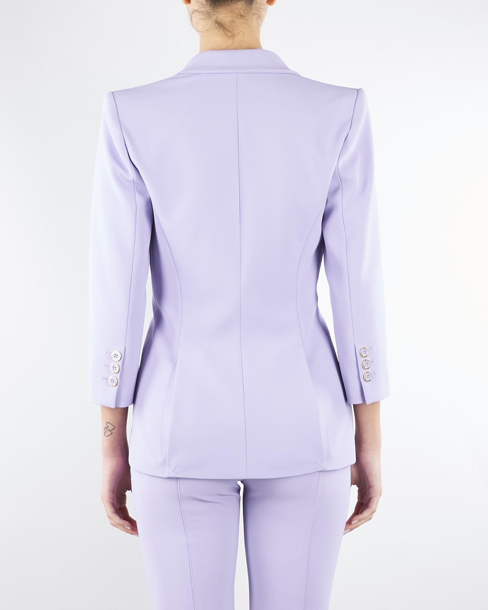 Giacca Lilla in doppio crêpe stretch con dettagli logo GI21561E2 EV7 ELISABETTA FRANCHI 