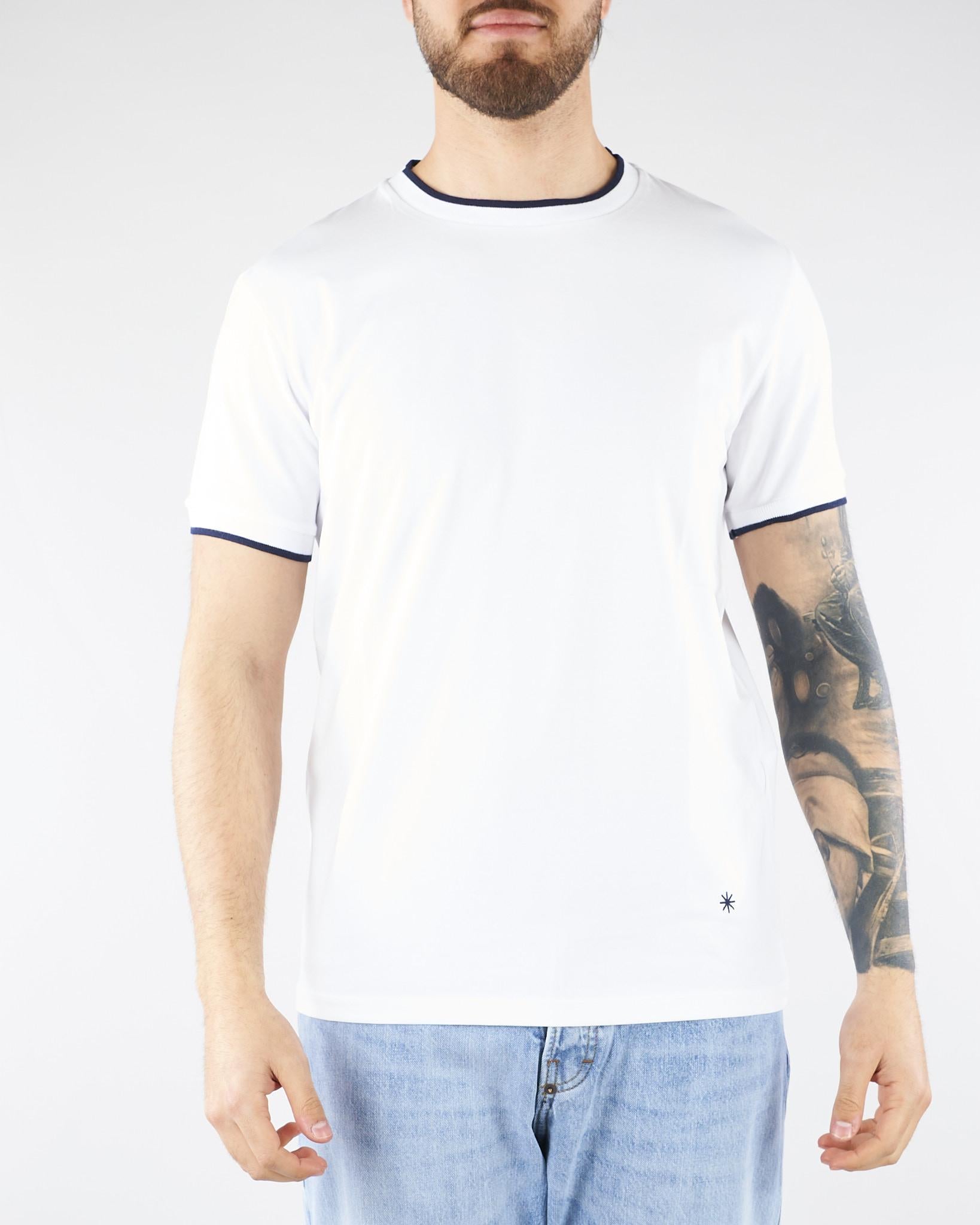 T-shirt Bianco con profili a contrasto 4032M567263286 01 MANUEL RITZ 