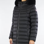 Piumino Nero a trapezio con cappuccio e vera pelliccia 2233E2Y0 99 COLMAR 