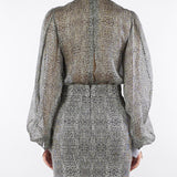 Body Nero con stampa pitone e colletto CB00657E2 110 ELISABETTA FRANCHI 