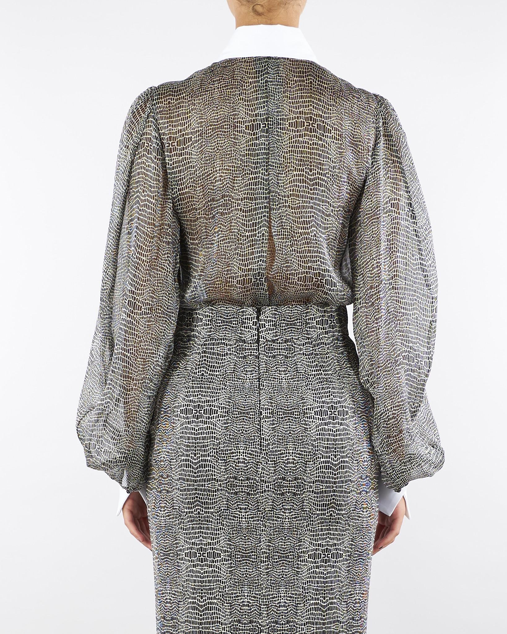 Body Nero con stampa pitone e colletto CB00657E2 110 ELISABETTA FRANCHI 