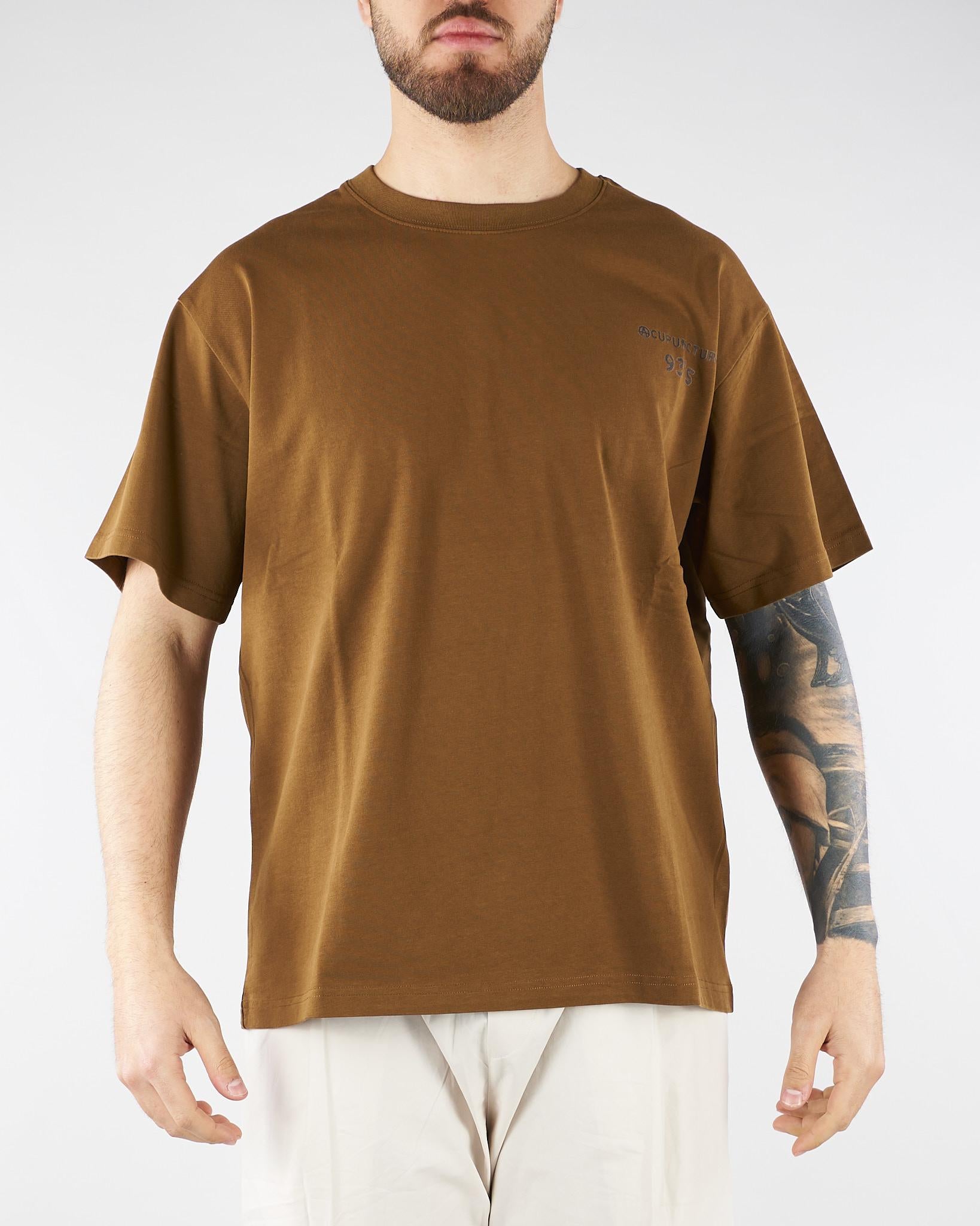 T-shirt Boxy Tabacco con logo e maxi stampa sul retro HTEM321202 917 ACUPUNCTURE 
