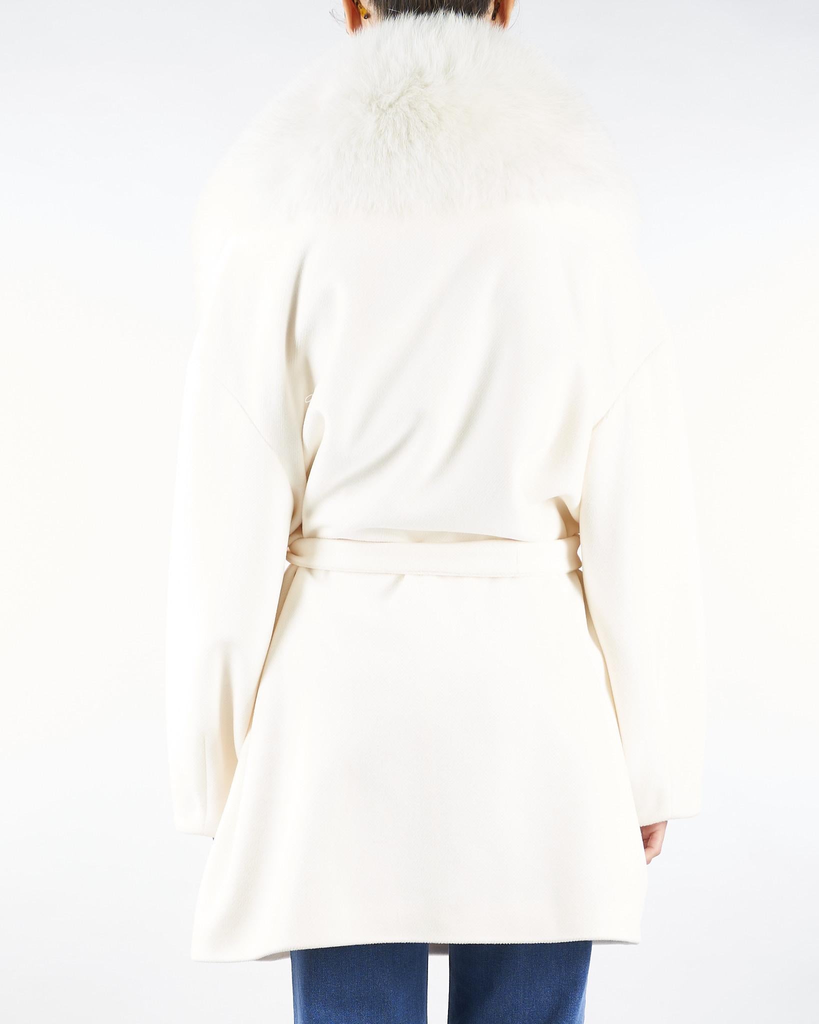 Cappotto Bianco con inserti in vera pelliccia CD1219VO 2 YES LONDON 