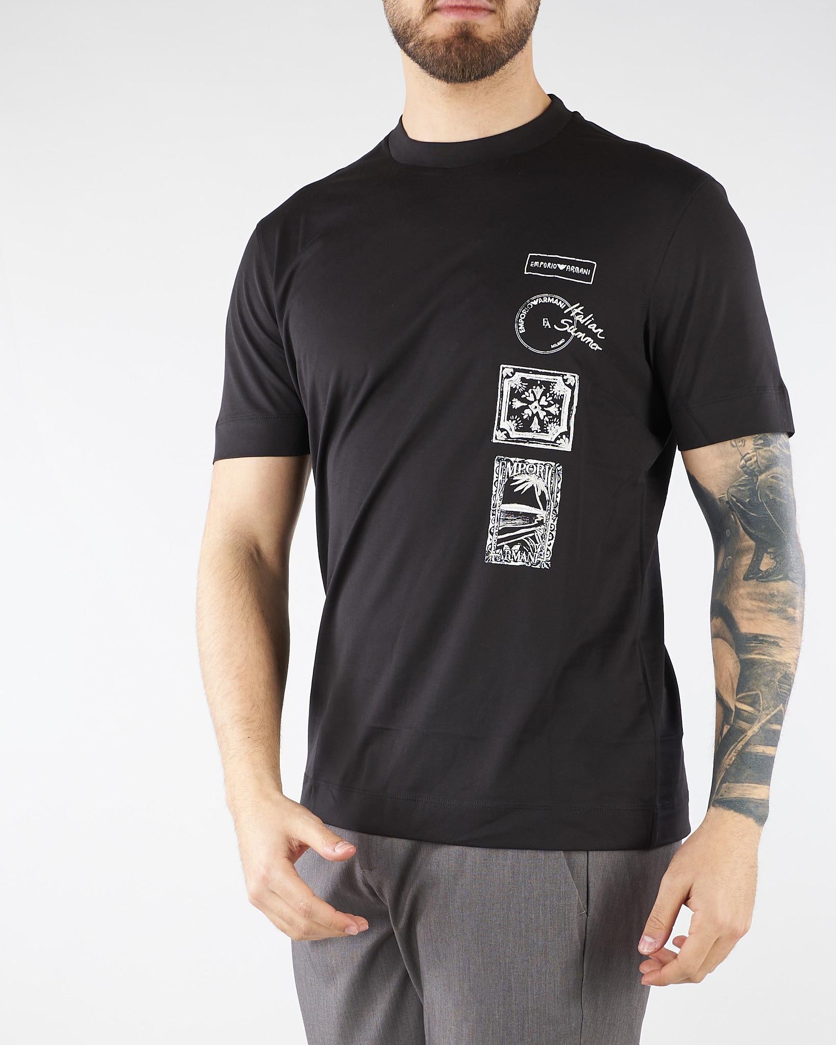 T-shirt Nero con stampa EM004994AF24470 UC001 EMPORIO ARMANI 