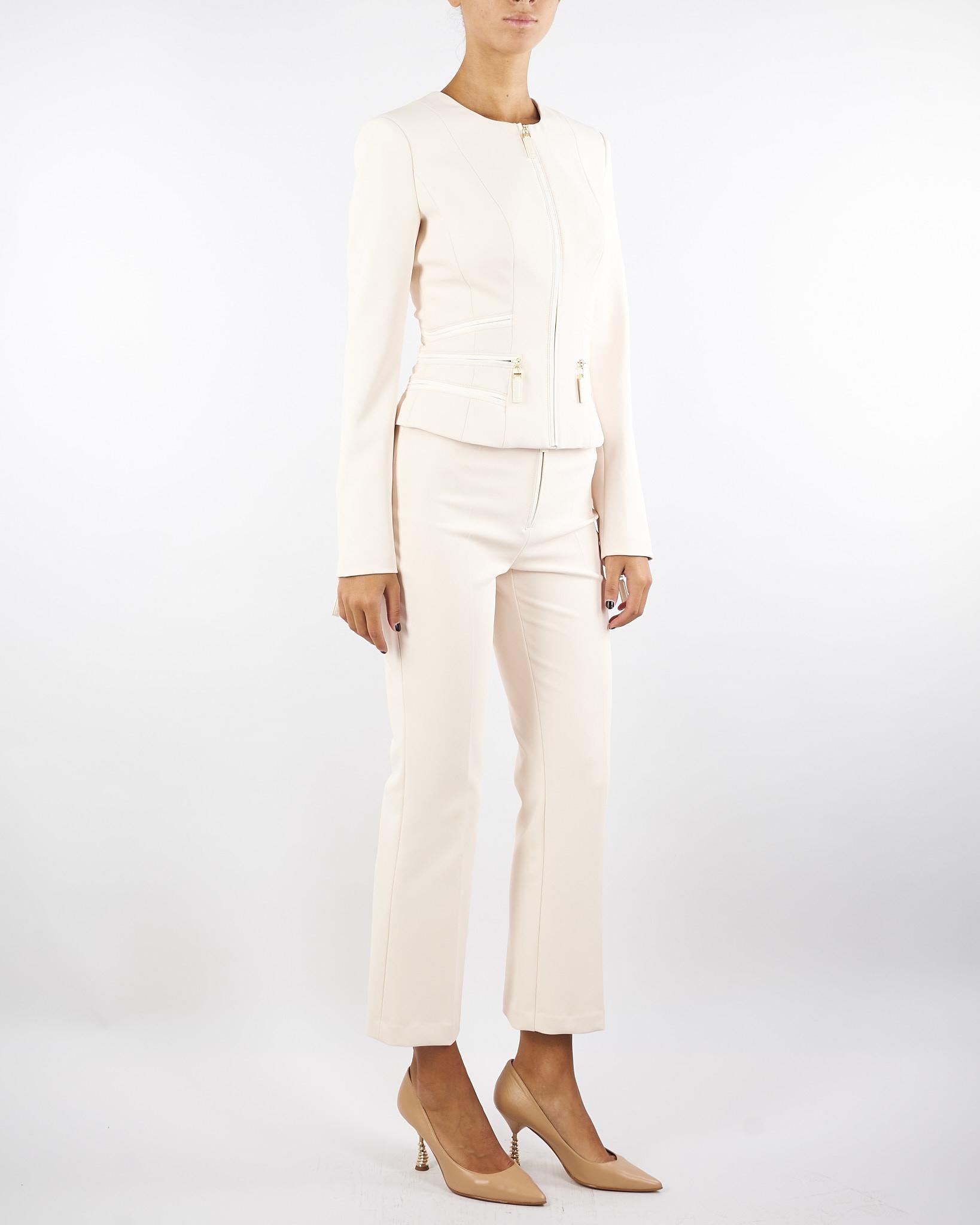 Giacca Milk in doppio crêpe con dettagli zip GI17356E2 DZ9 ELISABETTA FRANCHI 