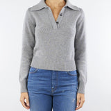 Maglia polo Grigio in pura lana e cashmere con bottoni gioiello V54507 95 VANISE' 