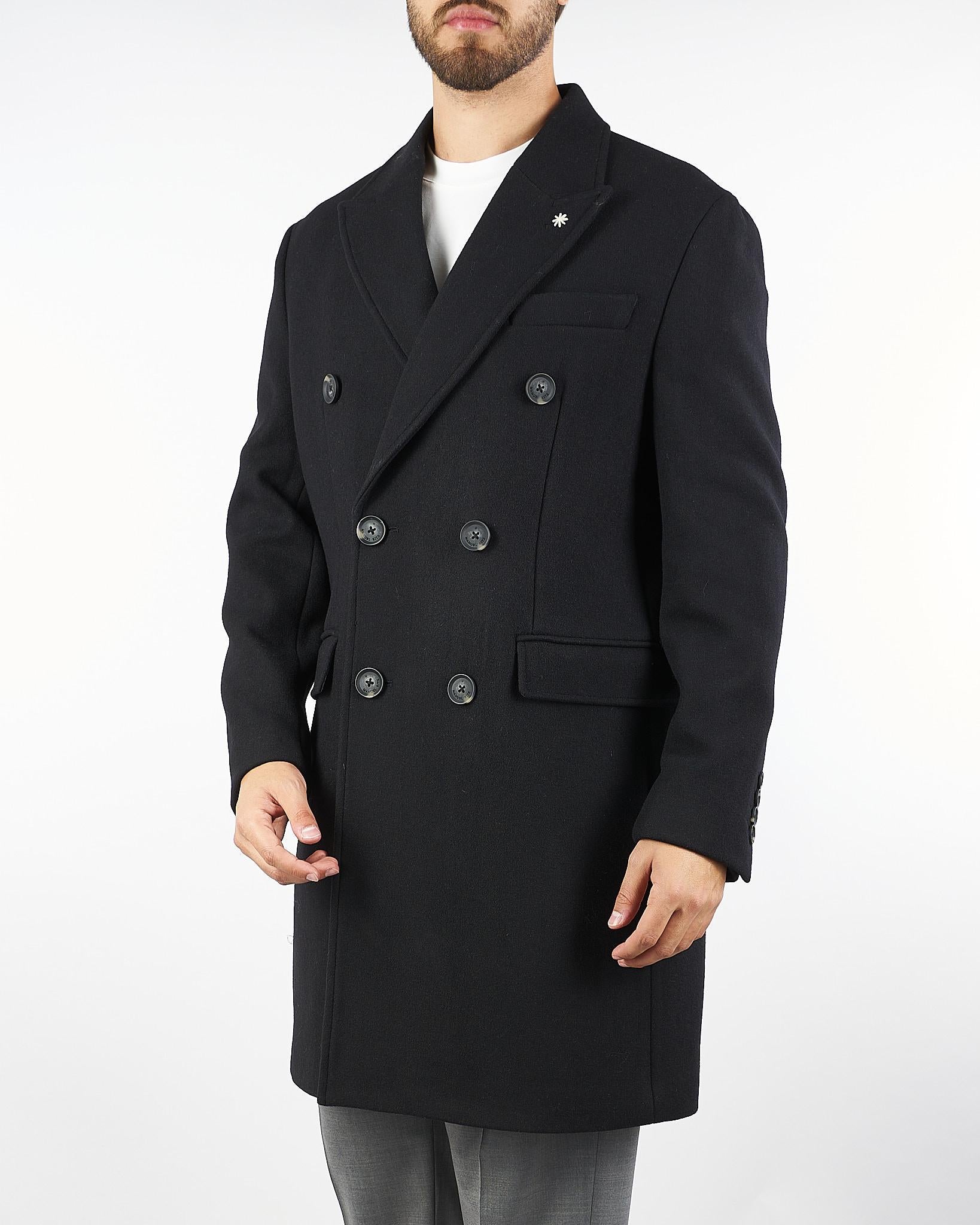 Cappotto Nero in lana doppiopetto 3932C4438C253738 99 MANUEL RITZ 