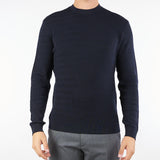 Maglia Blu in pura lana con pattern jacquard a rilievo EM002196AF138510 FB064 EMPORIO ARMANI 