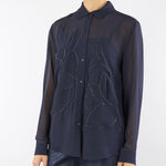 Camicia Blu in georgette ricamata AGONE 4 PENNY BLACK 