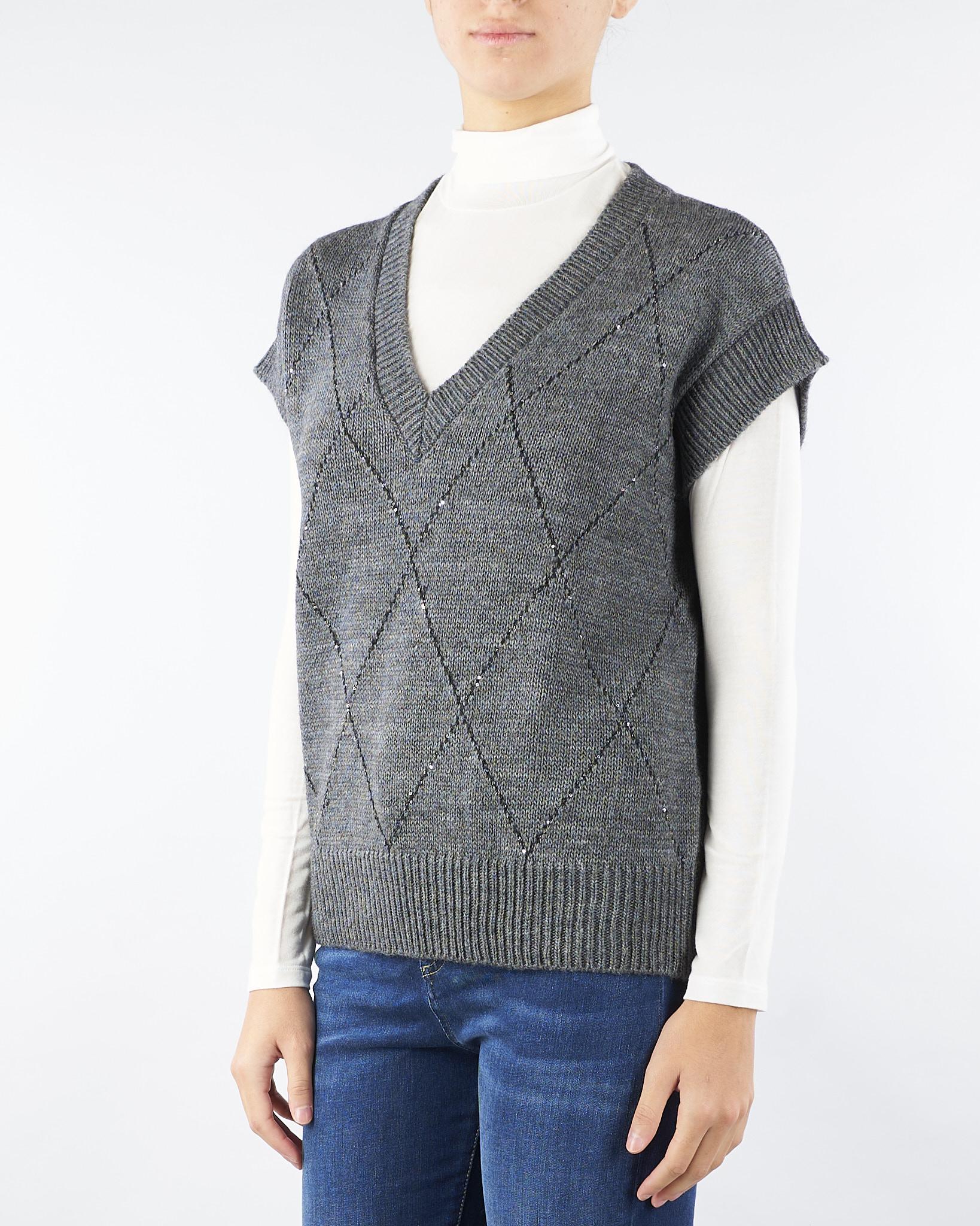 Gilet jacquard Grigio RI5FP010 0W07 ICONA 