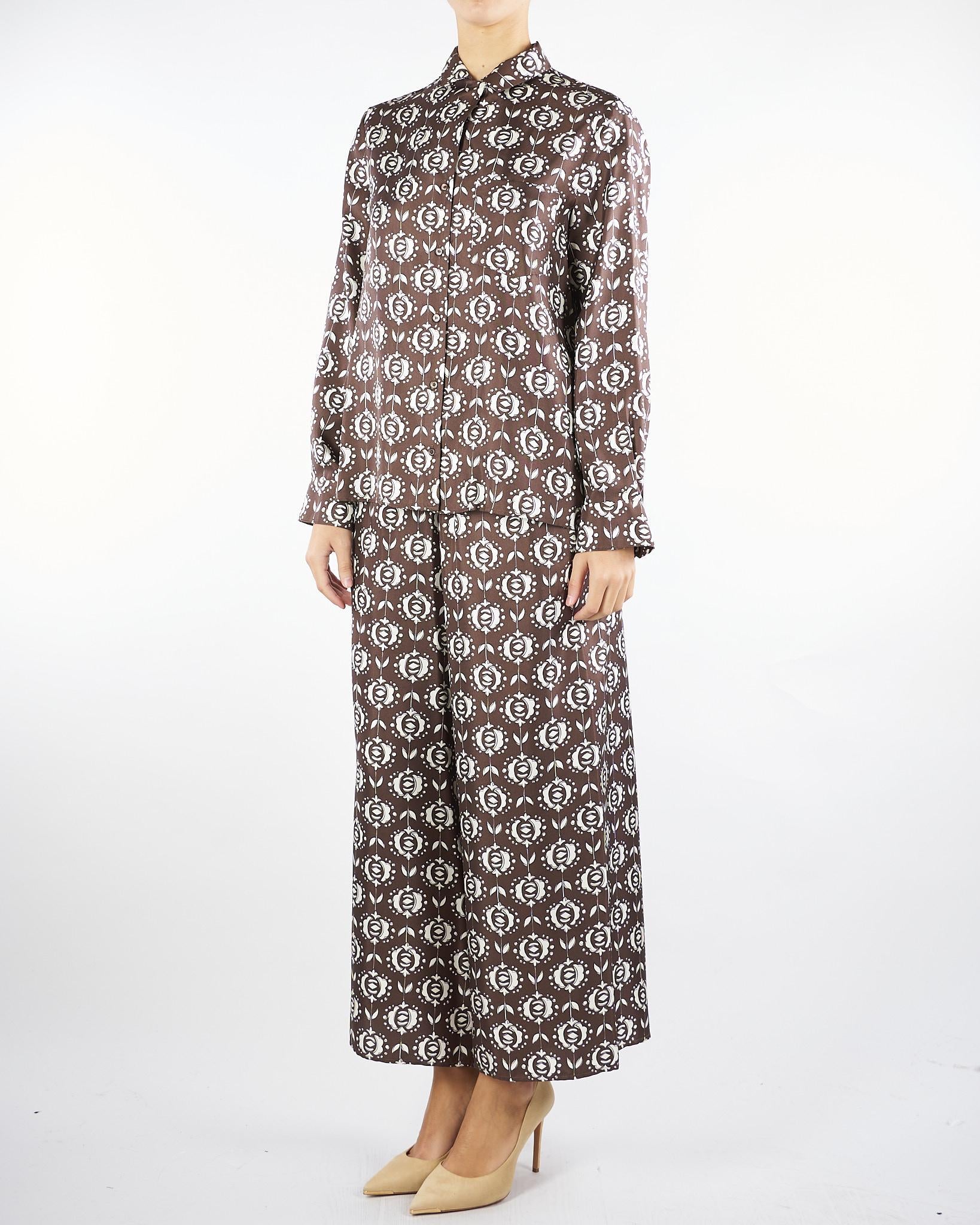 Camicia Marrone in seta stampata ONCIA 1 MAX MARA WEEKEND 