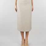 Gonna Longuette Beige Gessata con Spacco TAB0252 35 VICOLO 