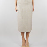 Gonna Longuette Beige Gessata con Spacco TAB0252 35 VICOLO 