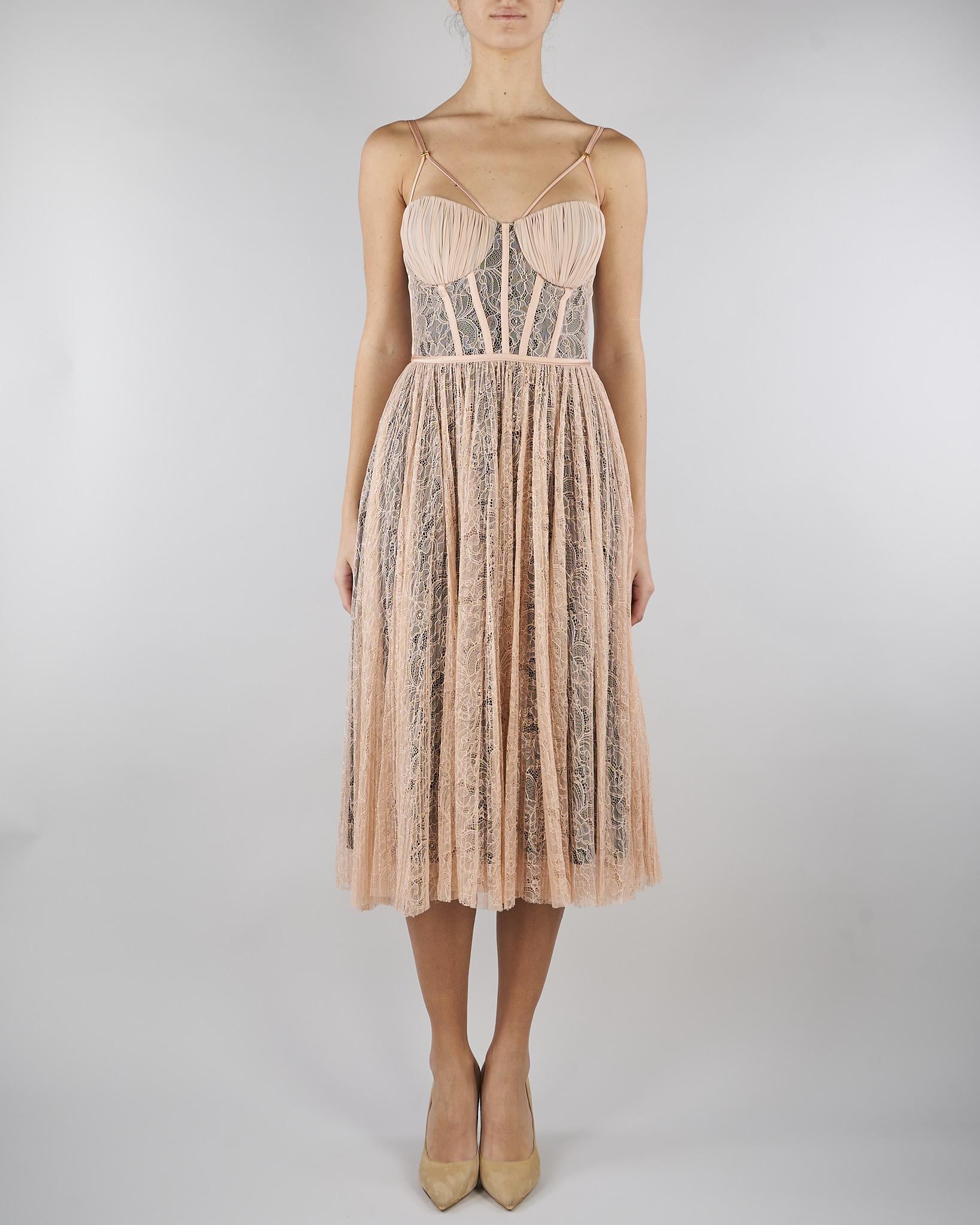 Abito Nude-Nero in pizzo floreale AB97162E2 EM3 ELISABETTA FRANCHI 