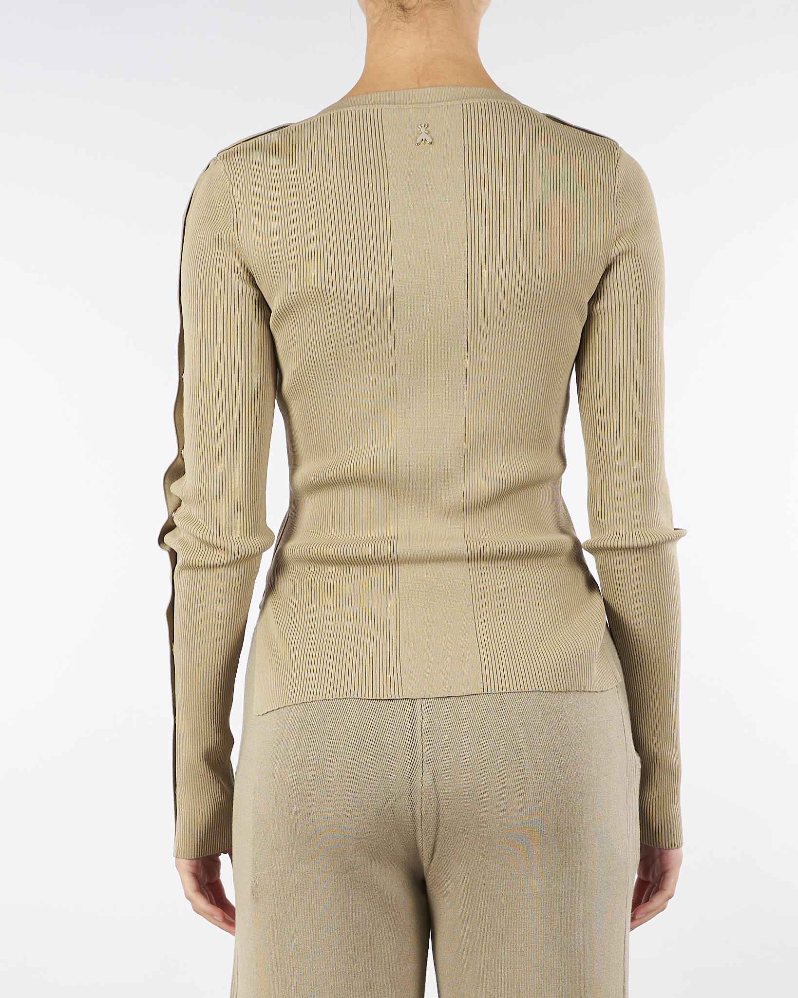 Maglia Beige a costine con scollo a V 8K0328K280 B833 PATRIZIA PEPE 