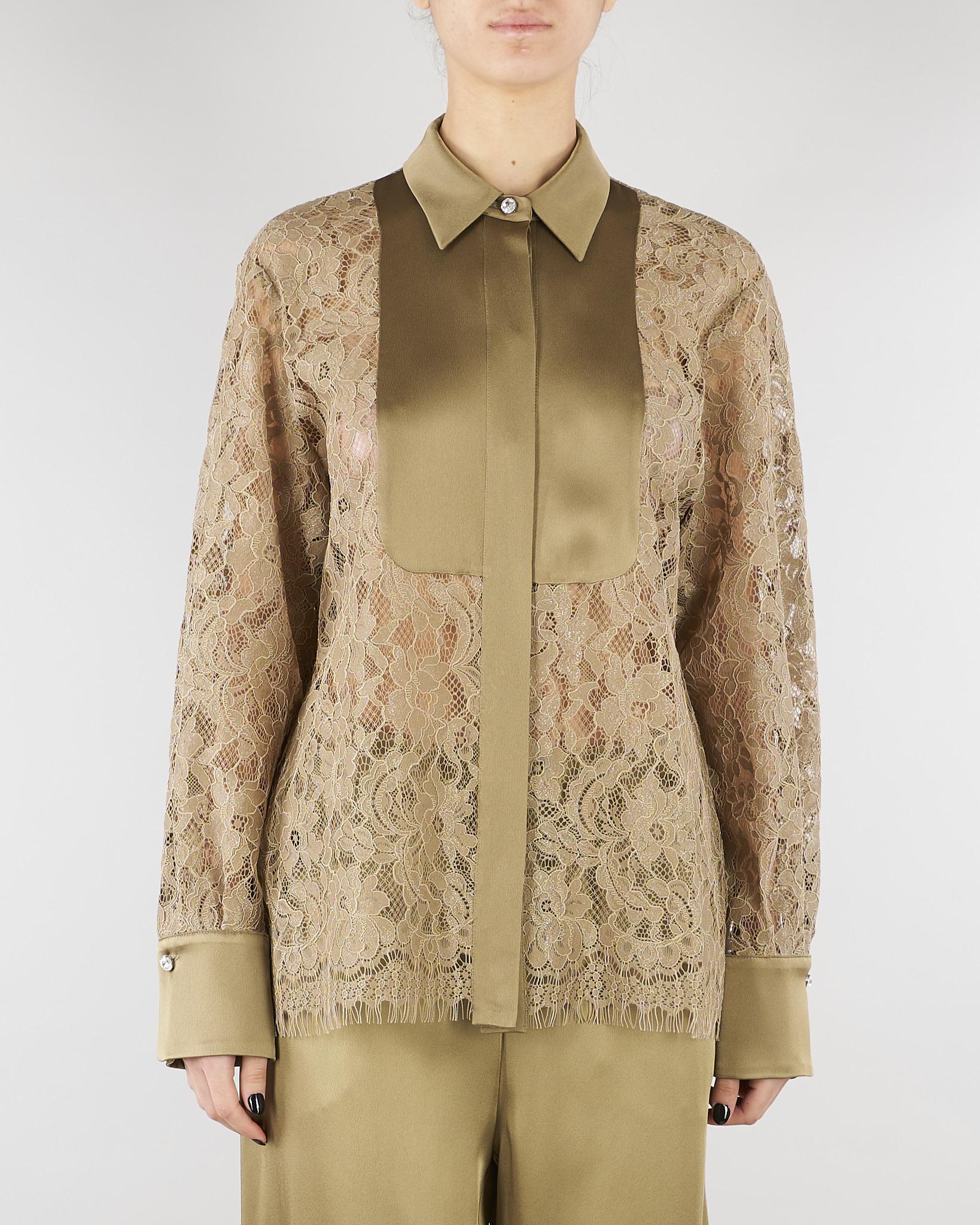 Camicia Verde in pizzo con dettagli in satin E3809739 30 CLIPS 