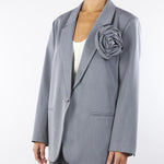 Blazer Grigio Oversized con Spilla a Rosa TF0372 38 VICOLO 