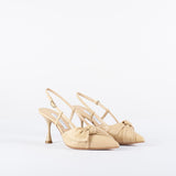 Slingback in pelle Nude con fiocco sul davanti