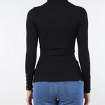 Maglia Nero a costine con taschino MK11B56E2 110 ELISABETTA FRANCHI 