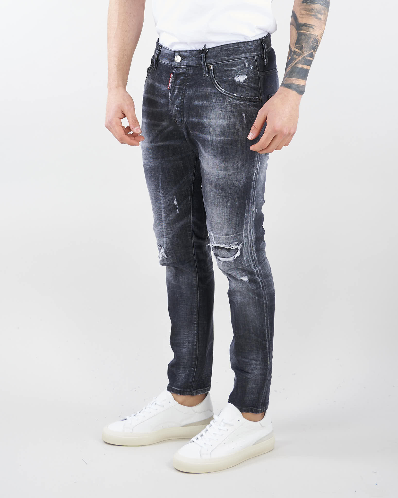 Black Ripped Knee Wash Skater Jeans Dsquared - DSQUARED - FANU