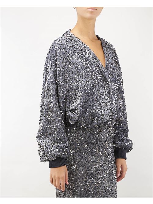 Bomber in velluto con paillettes all over Actualee ACTUALEE | Cardigan | ACTPW951BM0297