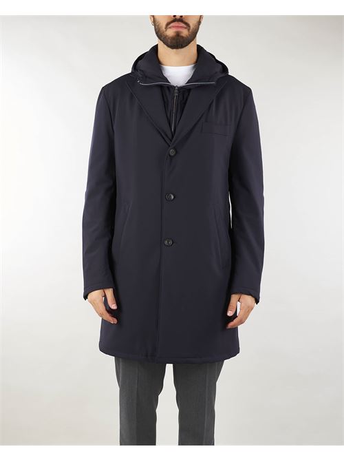 Cappotto impermeabile in nylon con pettorina e cappuccio staccabile Corneliani CORNELIANI | Cappotto | 94156794135001