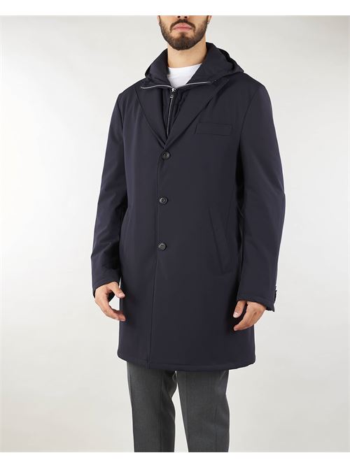 Cappotto impermeabile in nylon con pettorina e cappuccio staccabile Corneliani CORNELIANI | Cappotto | 94156794135001