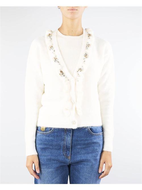 Cardigan in alpaca con rouches e strass Icona ICONA | Cardigan | QI5NT0401041