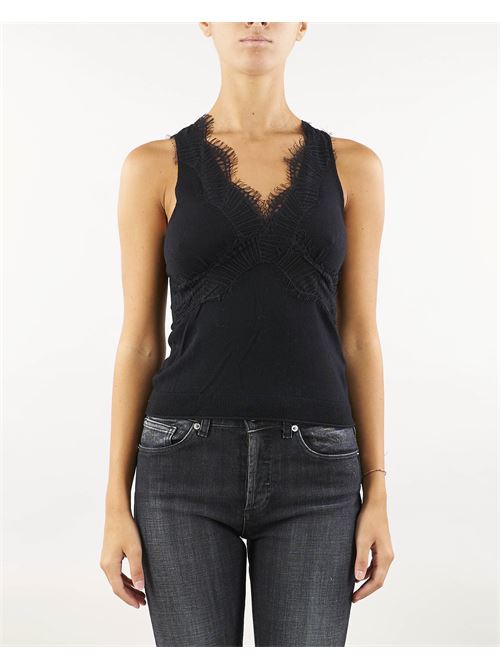 Musa knit top with lace inserts Nenette NENETTE | Sweater | MUSA700