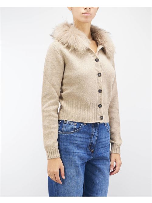 Pure wool and cashmere cardigan with real fur Vanise' VANISE' | Cardigan | V3351575