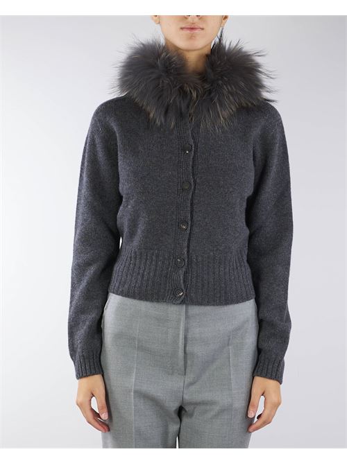 Pure wool and cashmere cardigan with real fur Vanise VANISE' | Cardigan | V3351595