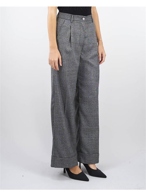 Pantalone check wide leg con risvolto Vicolo VICOLO | Pantalone | TS155295